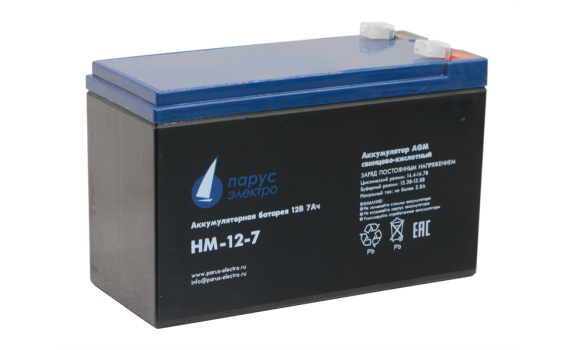 Парус-электро Аккумуляторная батарея для ИБП  HM-12-7 (AGM/12В/7,2Ач/клемма F2)