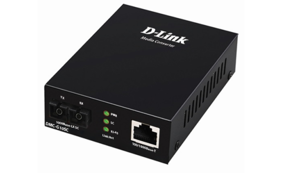 D-Link DMC-G10SC/A1A, Media Converter with 1 100/1000Base-T port and 1 1000Base-LX port.     Up to 10km, single-mode Fiber, SC connector, Jumbo frame, Transmitting and Receiving wavelength: 1310nm.