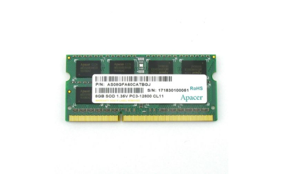 Apacer  DDR3   8GB  1600MHz SO-DIMM (PC3-12800) CL11 1.35V (Retail) 512*8 (AS08GFA60CATBGJ/DV.08G2K.KAM)