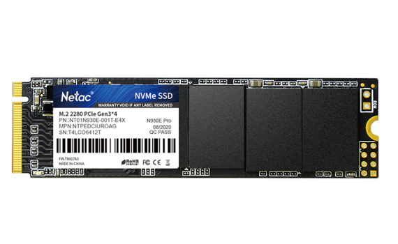Твердотельный накопитель Netac N930E Pro PCIe 3 x4 M.2 2280 NVMe 3D NAND SSD 1TB, R/W up to 2130/1720MB/s