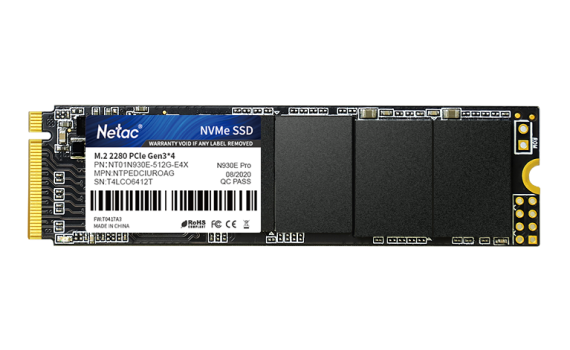 Твердотельный накопитель Netac N930E Pro PCIe 3 x4 M.2 2280 NVMe 3D NAND SSD 512GB, R/W up to 2080/1700MB/s